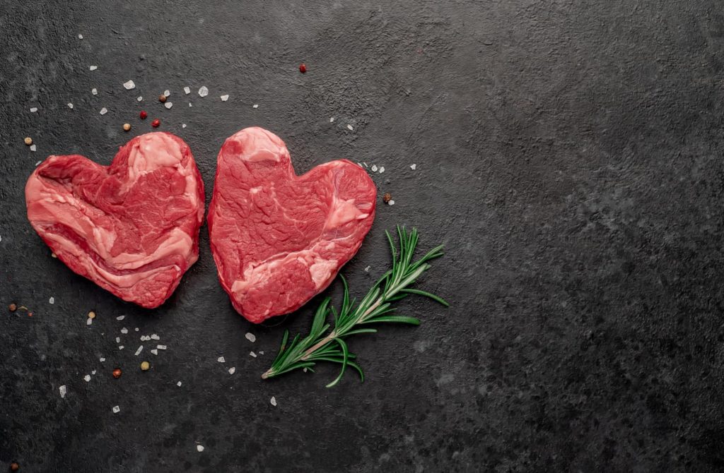 Two Steaks in the shape of hearts