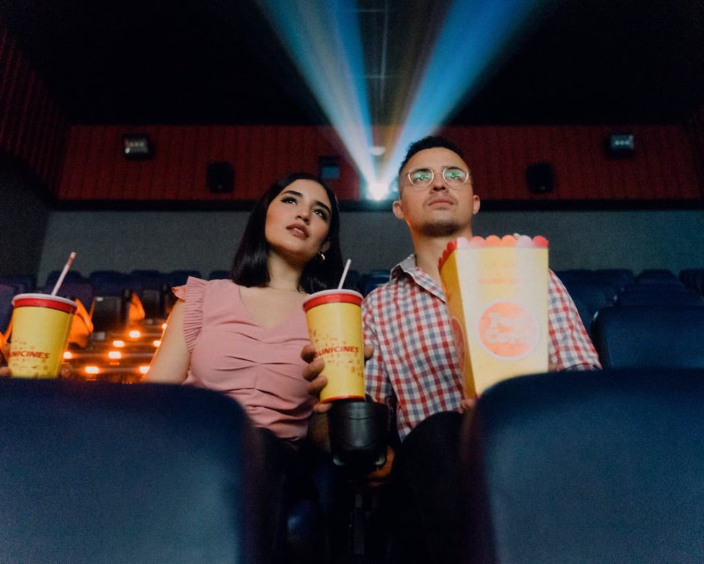 Couple watching movie at a cinema