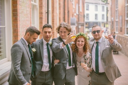 bride groom and ushers