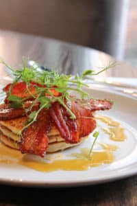 Pancakes with crispy bacon