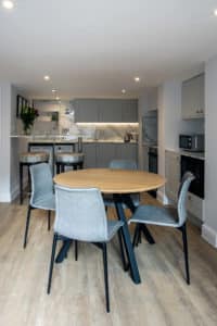 Dining and kitchen area at the apartment