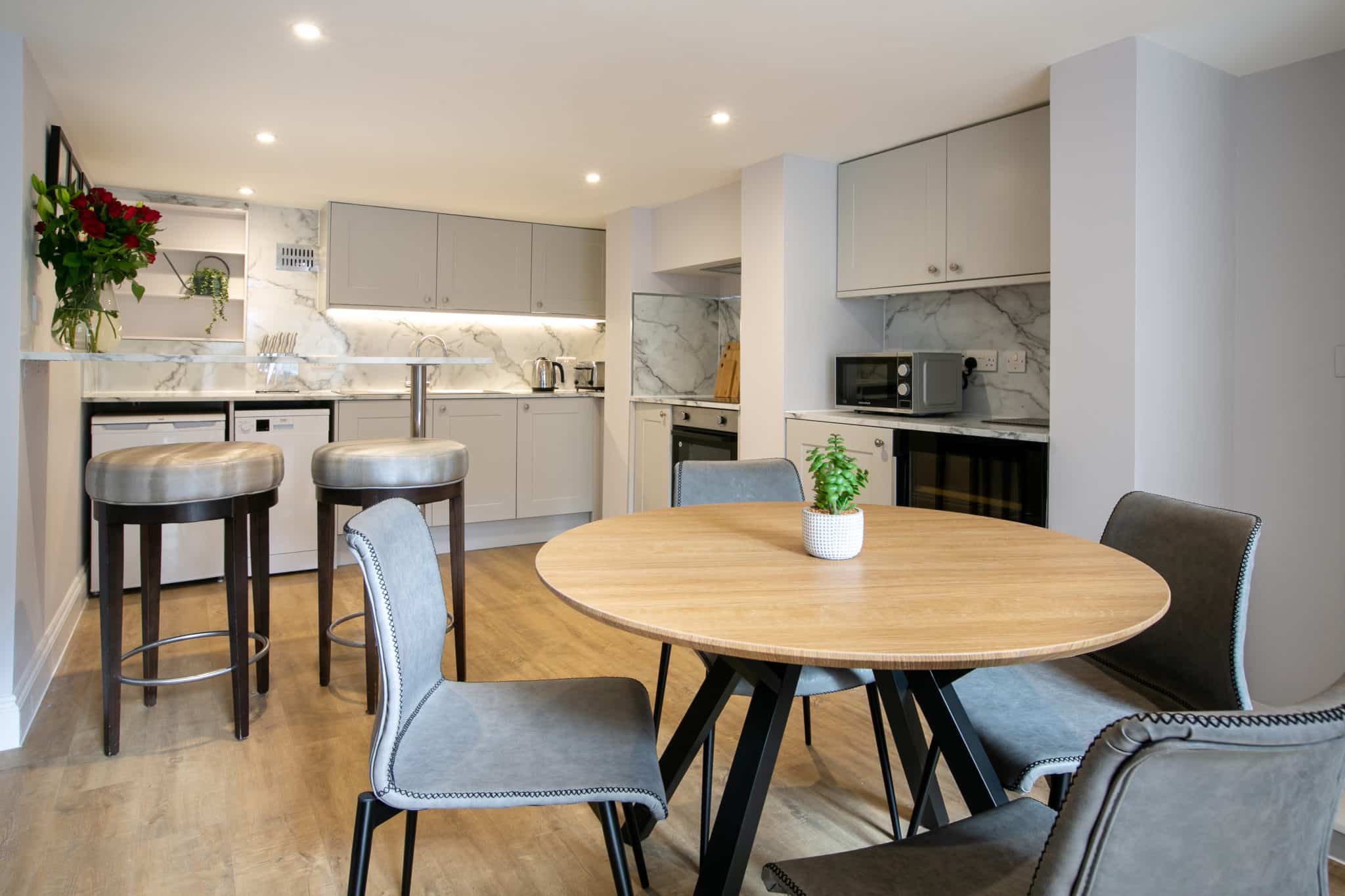 Dining and kitchen area of the apartment