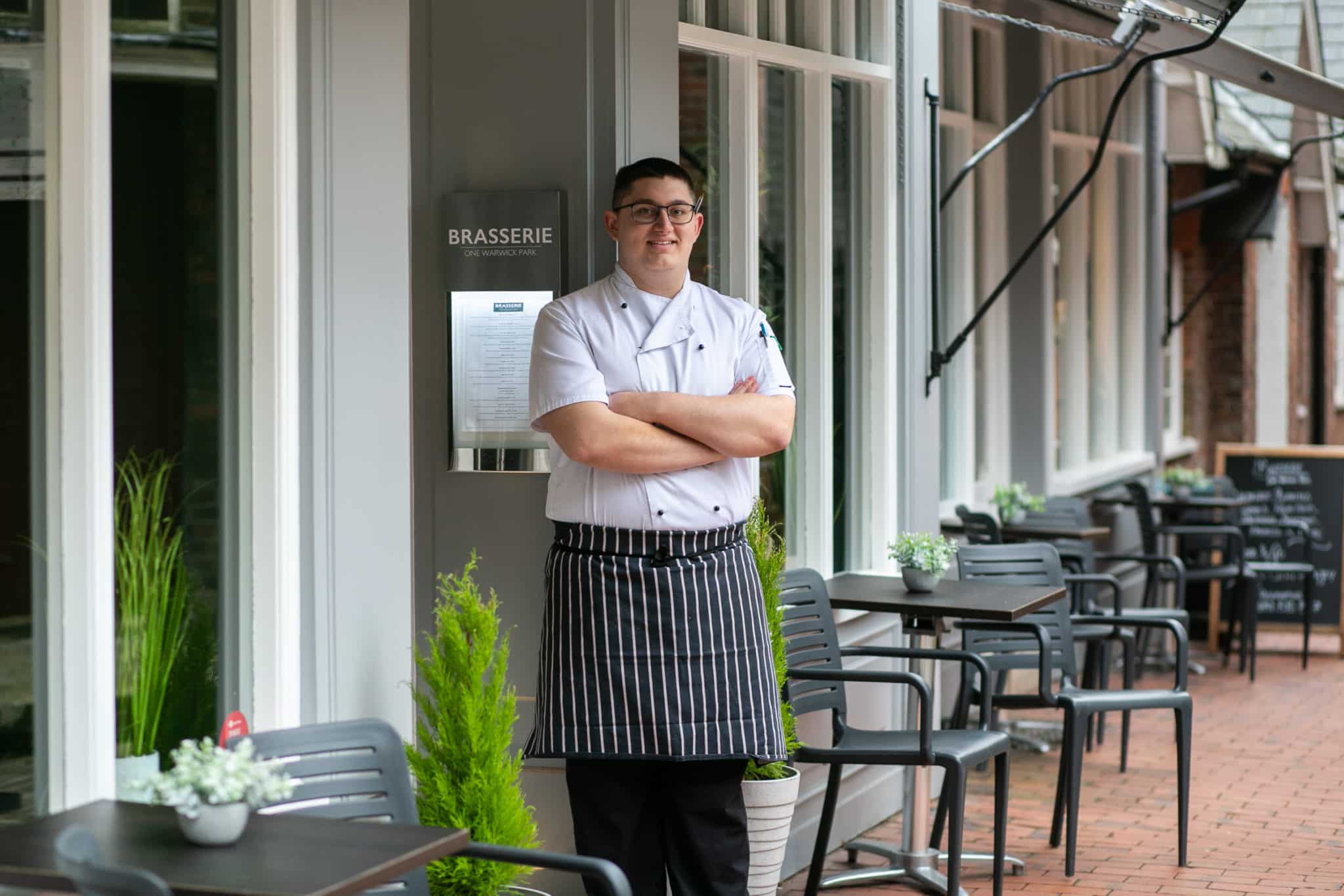 Ollie Funnell outside the brasserie