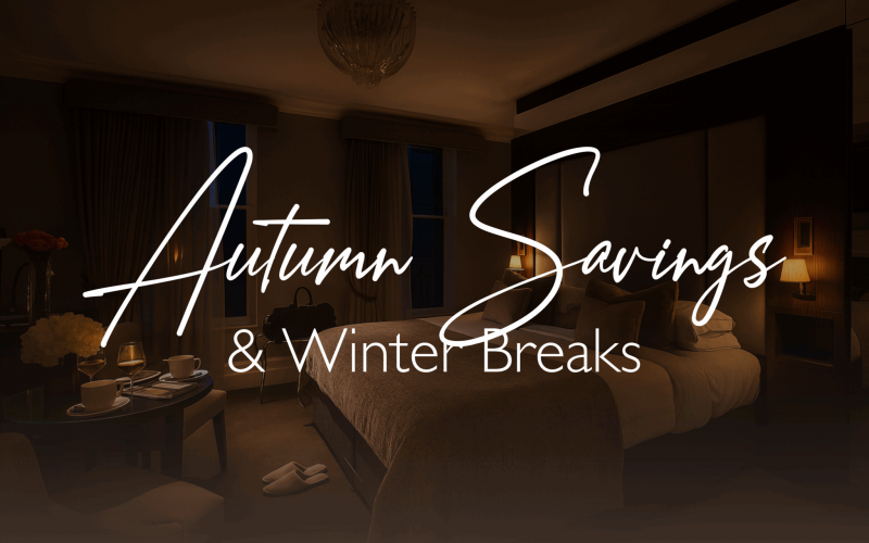 Warm, stylish hotel room at One Warwick Park Hotel in Tunbridge Wells, promoting winter breaks and autumn
